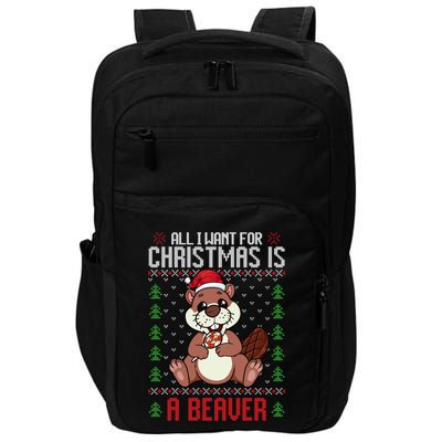 Christmas Beaver Ugly Xmas Sweater Christmas Beavers Lover Impact Tech Backpack