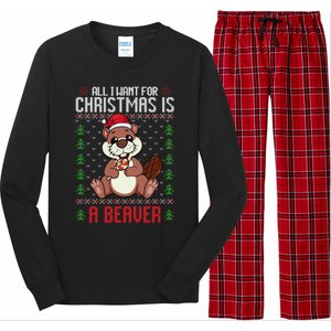 Christmas Beaver Ugly Xmas Sweater Christmas Beavers Lover Long Sleeve Pajama Set