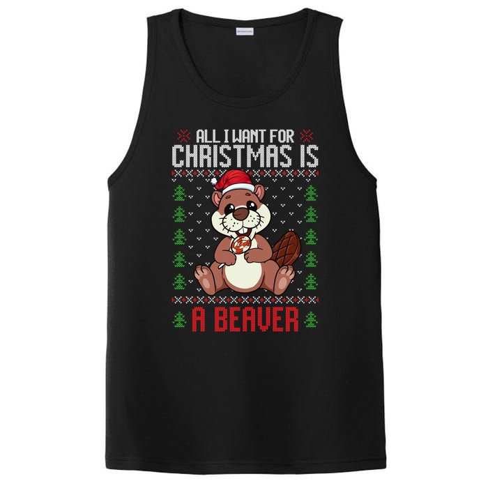 Christmas Beaver Ugly Xmas Sweater Christmas Beavers Lover PosiCharge Competitor Tank