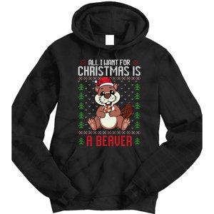 Christmas Beaver Ugly Xmas Sweater Christmas Beavers Lover Tie Dye Hoodie