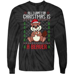 Christmas Beaver Ugly Xmas Sweater Christmas Beavers Lover Tie-Dye Long Sleeve Shirt