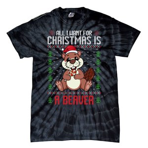 Christmas Beaver Ugly Xmas Sweater Christmas Beavers Lover Tie-Dye T-Shirt