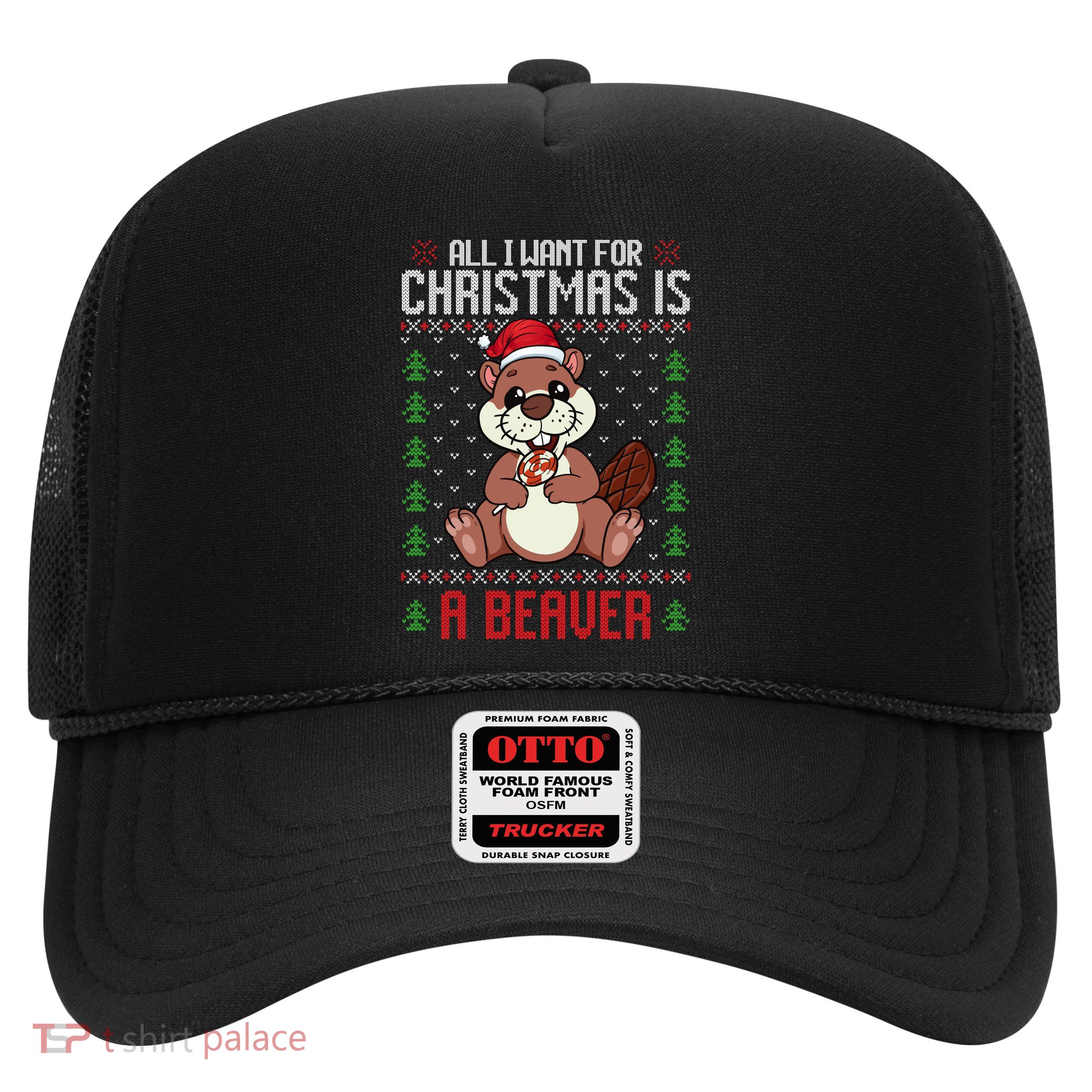 Christmas Beaver Ugly Xmas Sweater Christmas Beavers Lover Trucker Hat