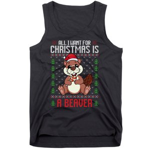 Christmas Beaver Ugly Xmas Sweater Christmas Beavers Lover Tank Top