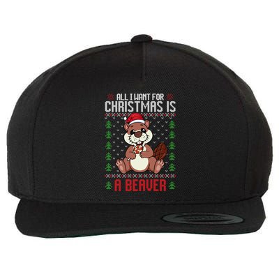 Christmas Beaver Ugly Xmas Sweater Christmas Beavers Lover Wool Snapback Cap