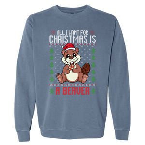 Christmas Beaver Ugly Xmas Sweater Christmas Beavers Lover Garment-Dyed Sweatshirt