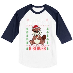 Christmas Beaver Ugly Xmas Sweater Christmas Beavers Lover Baseball Sleeve Shirt