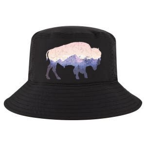 Cool Buffelo Used Look I Background Mountains Cool Comfort Performance Bucket Hat