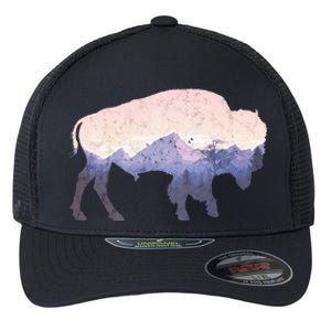 Cool Buffelo Used Look I Background Mountains Flexfit Unipanel Trucker Cap