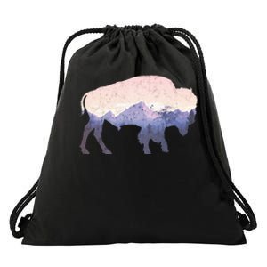 Cool Buffelo Used Look I Background Mountains Drawstring Bag