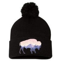 Cool Buffelo Used Look I Background Mountains Pom Pom 12in Knit Beanie