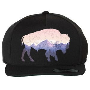 Cool Buffelo Used Look I Background Mountains Wool Snapback Cap