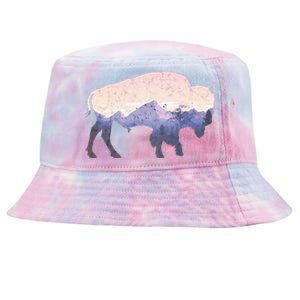 Cool Buffelo Used Look I Background Mountains Tie-Dyed Bucket Hat