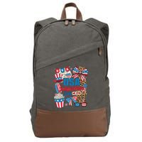 Coquette Bow USA 4th Of July American Flag Independence Day Cotton Canvas Backpack