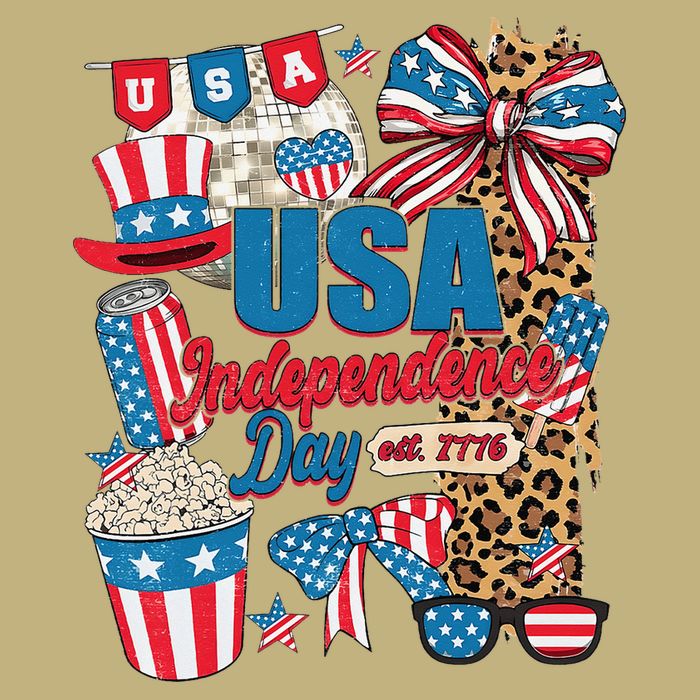 Coquette Bow USA 4th Of July American Flag Independence Day Cooling Performance Crew T-Shirt