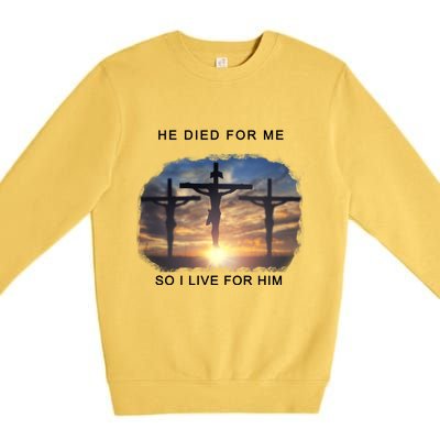 Christian Bible Verse Jesus Died For Me Premium Crewneck Sweatshirt