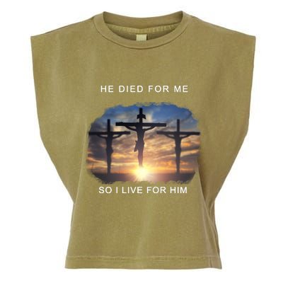 Christian Bible Verse Jesus Died For Me Garment-Dyed Women's Muscle Tee