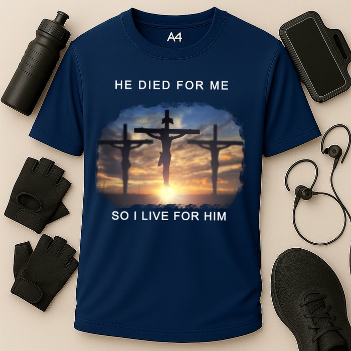 Christian Bible Verse Jesus Died For Me Cooling Performance Crew T-Shirt