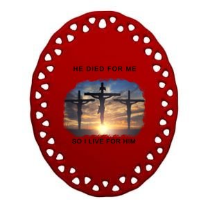 Christian Bible Verse Jesus Died For Me Ceramic Oval Ornament