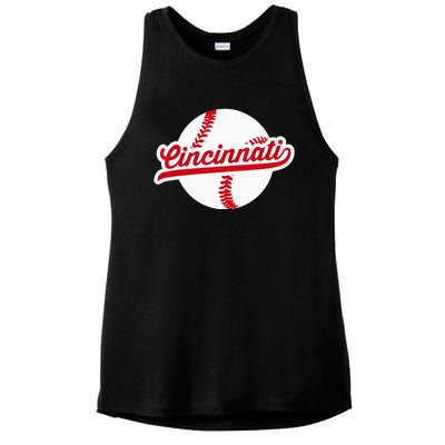 Cincinnati Baseball Vintage Ohio Pride Love City Red Ladies PosiCharge Tri-Blend Wicking Tank