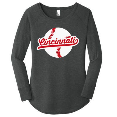 Cincinnati Baseball Vintage Ohio Pride Love City Red Women's Perfect Tri Tunic Long Sleeve Shirt