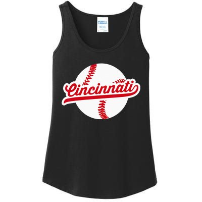 Cincinnati Baseball Vintage Ohio Pride Love City Red Ladies Essential Tank