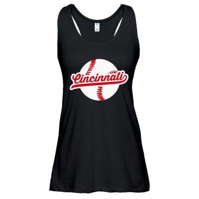 Cincinnati Baseball Vintage Ohio Pride Love City Red Ladies Essential Flowy Tank