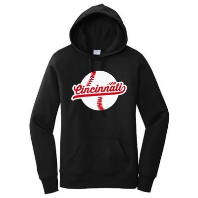 Cincinnati Baseball Vintage Ohio Pride Love City Red Women's Pullover Hoodie