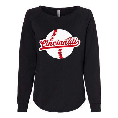 Cincinnati Baseball Vintage Ohio Pride Love City Red Womens California Wash Sweatshirt