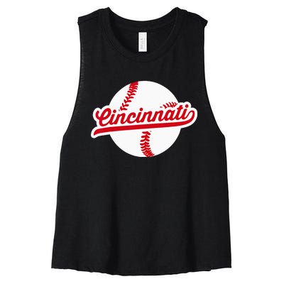 Cincinnati Baseball Vintage Ohio Pride Love City Red Women's Racerback Cropped Tank