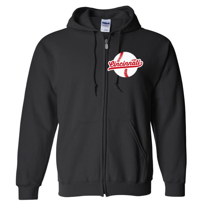 Cincinnati Baseball Vintage Ohio Pride Love City Red Full Zip Hoodie