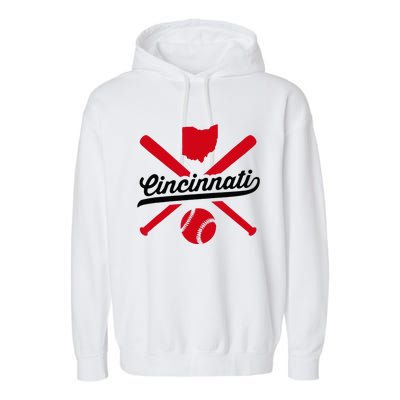 Cincinnati Baseball Vintage Ohio Pride Red Love City Garment-Dyed Fleece Hoodie