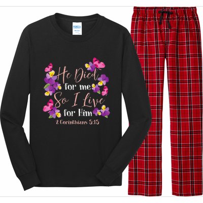 Christian Bible Verse 2 Corinthians 515 Flower Butterfly Long Sleeve Pajama Set