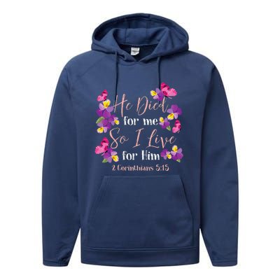 Christian Bible Verse 2 Corinthians 515 Flower Butterfly Performance Fleece Hoodie