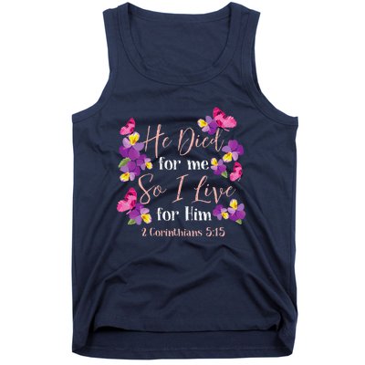 Christian Bible Verse 2 Corinthians 515 Flower Butterfly Tank Top