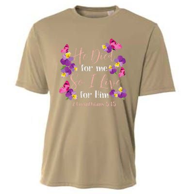 Christian Bible Verse 2 Corinthians 515 Flower Butterfly Cooling Performance Crew T-Shirt