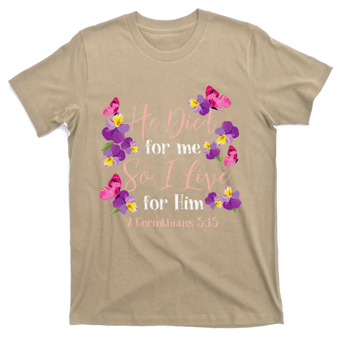 Christian Bible Verse 2 Corinthians 515 Flower Butterfly T-Shirt