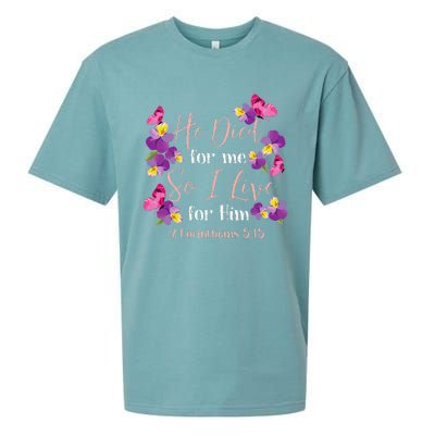 Christian Bible Verse 2 Corinthians 515 Flower Butterfly Sueded Cloud Jersey T-Shirt