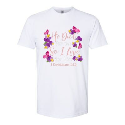 Christian Bible Verse 2 Corinthians 515 Flower Butterfly Softstyle CVC T-Shirt