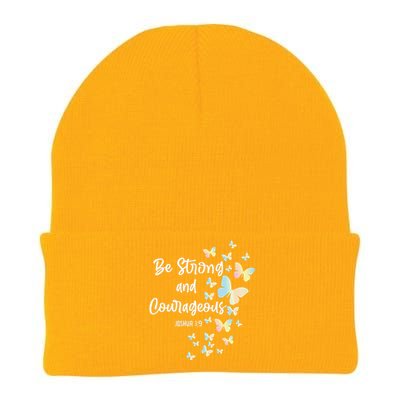 Christian Bible Verse Be Strong Joshua 19 Butterfly Knit Cap Winter Beanie