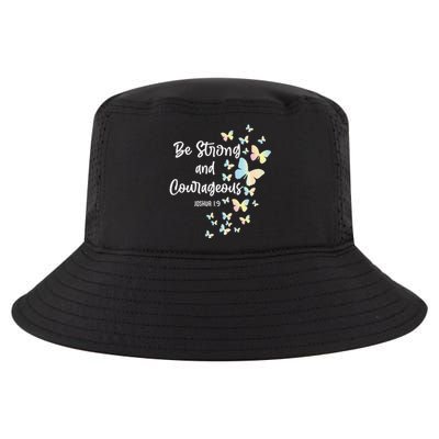 Christian Bible Verse Be Strong Joshua 19 Butterfly Cool Comfort Performance Bucket Hat