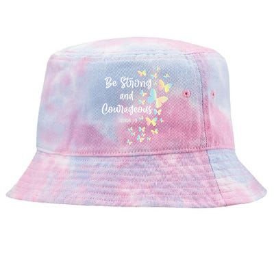 Christian Bible Verse Be Strong Joshua 19 Butterfly Tie-Dyed Bucket Hat