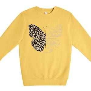 Christian Bible Verse Butterfly Cheetah Mom N Gift Premium Crewneck Sweatshirt