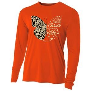 Christian Bible Verse Butterfly Cheetah Mom N Gift Cooling Performance Long Sleeve Crew