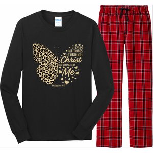 Christian Bible Verse Butterfly Cheetah Mom N Gift Long Sleeve Pajama Set