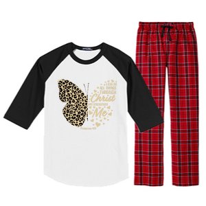 Christian Bible Verse Butterfly Cheetah Mom N Gift Raglan Sleeve Pajama Set