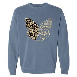 Christian Bible Verse Butterfly Cheetah Mom N Gift Garment-Dyed Sweatshirt