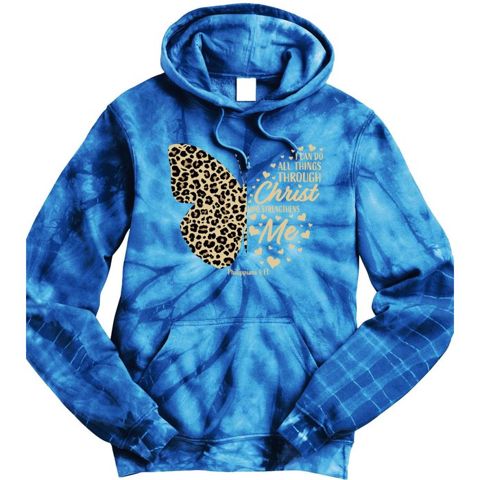 Christian Bible Verse Butterfly Cheetah Mom N Gift Tie Dye Hoodie