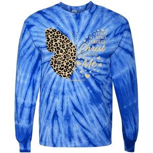 Christian Bible Verse Butterfly Cheetah Mom N Gift Tie-Dye Long Sleeve Shirt