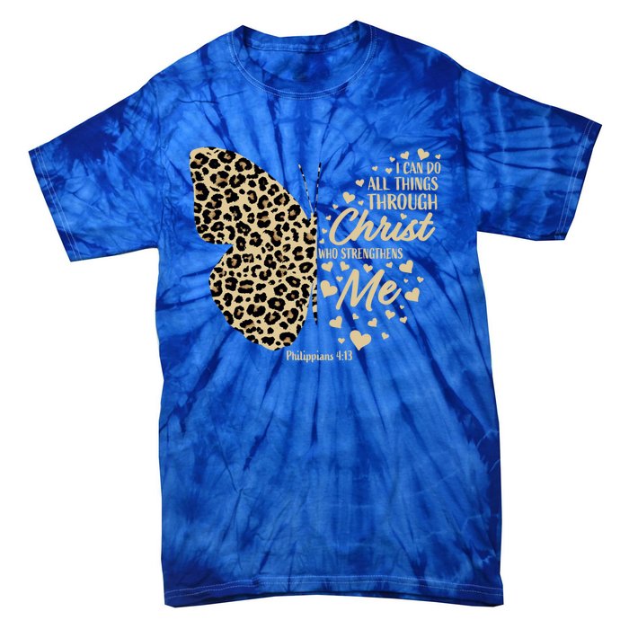 Christian Bible Verse Butterfly Cheetah Mom N Gift Tie-Dye T-Shirt